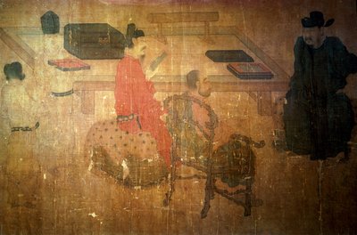 Three Well-Read Men from Lieou-Li Tang in Conversation by after Zhou Wenju